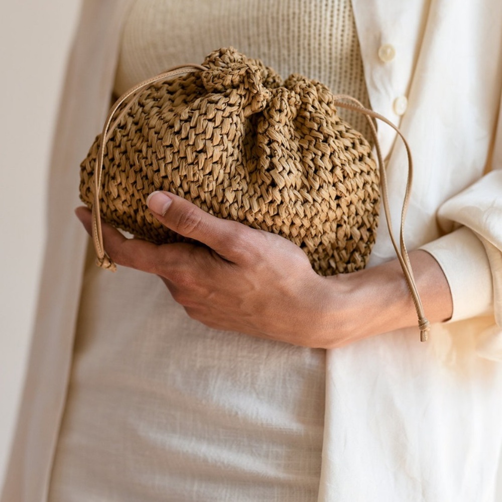 Plexida Woven Straw Drawstring Pouch Crossbody In… - image 2